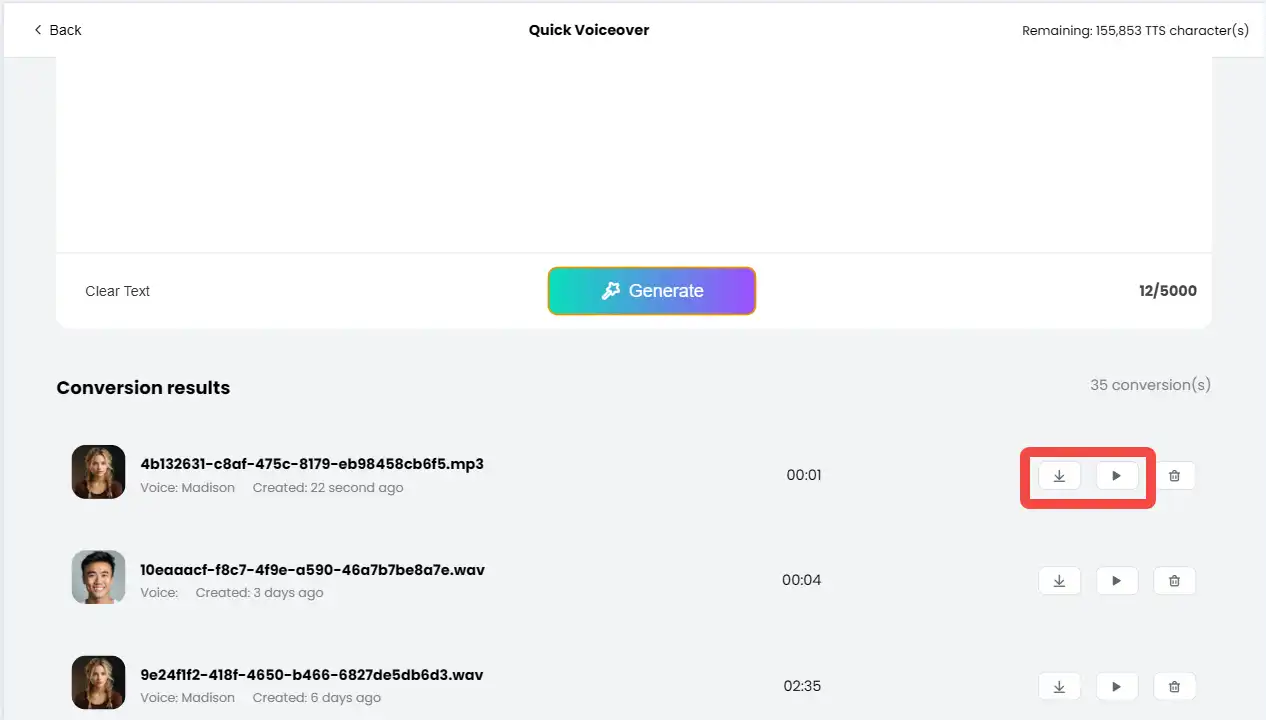 preview and download voice