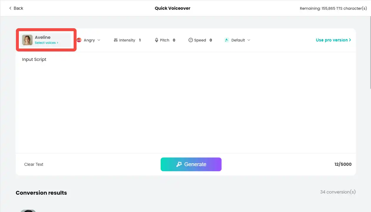 open model selection interface